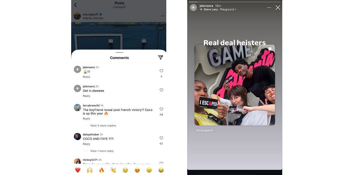 Jalen Sera's comments and Instagram story